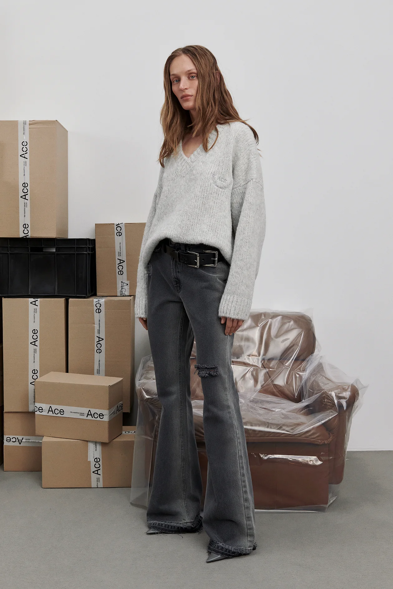 Flared Ash Fade Jeans Gray