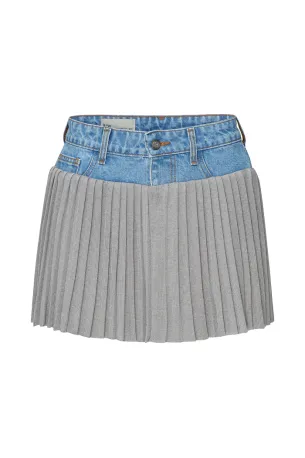 Skirt denim pleated