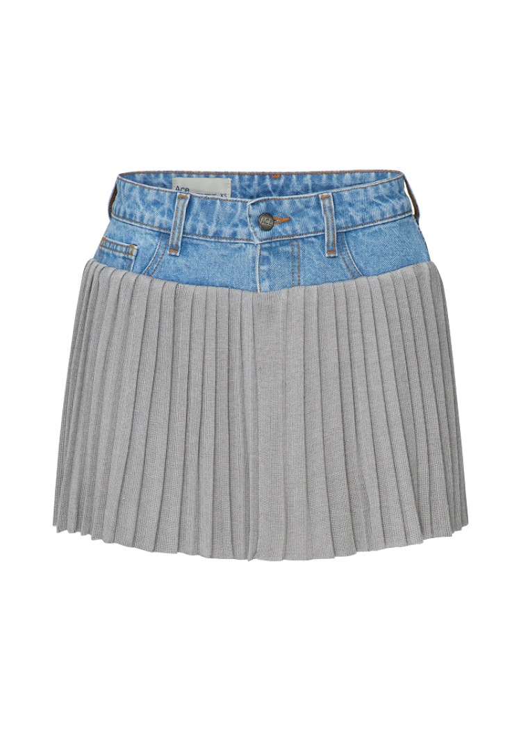 Skirt denim pleated