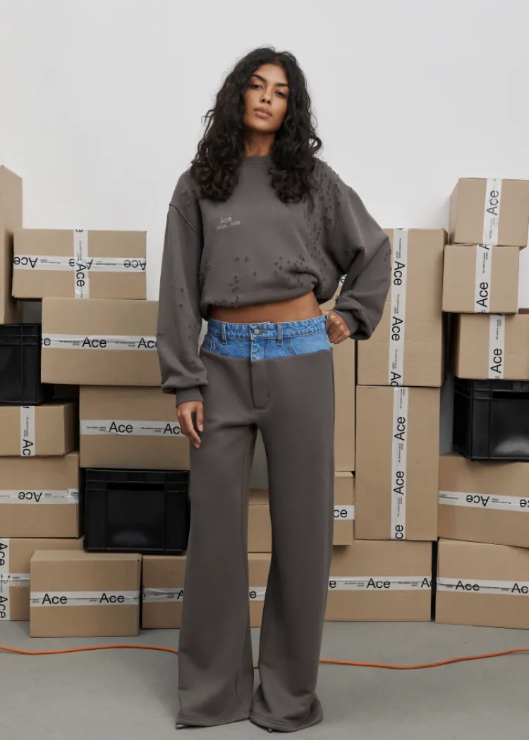 Штани half-jeans Асе Garde-Robe коричневі