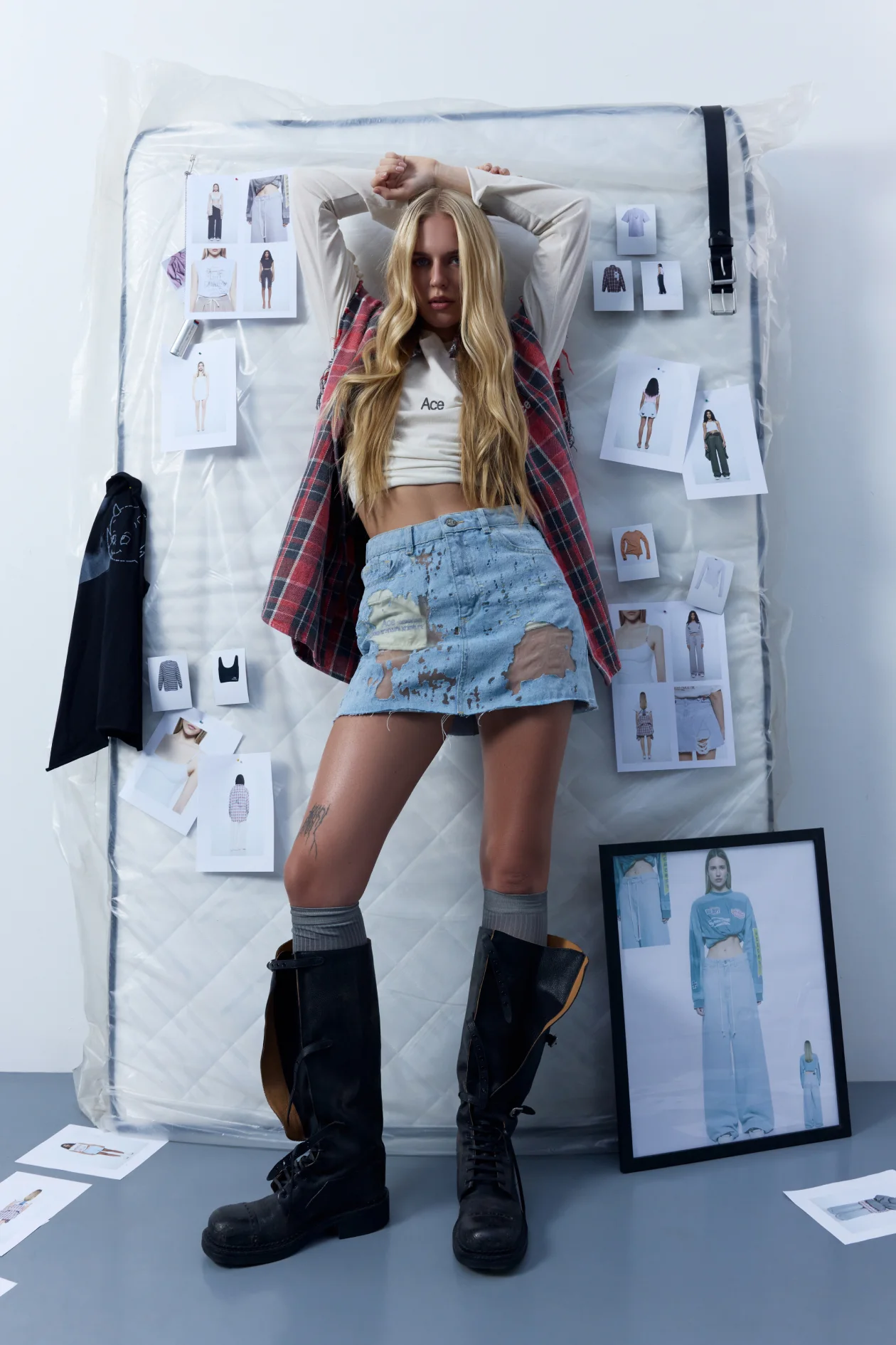 Ace Illusion Mini Skirt Light Blue