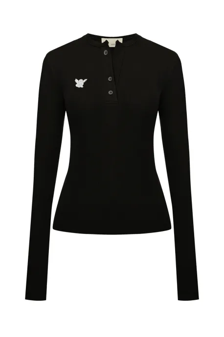 Angel Long-Sleeve Top Black