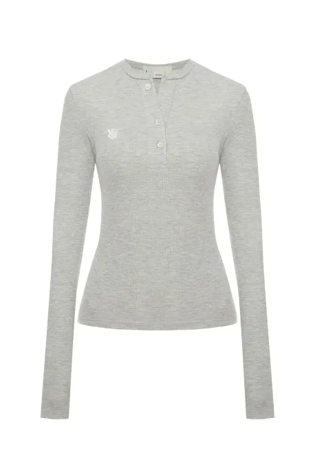 Angel Long-Sleeve Top Gray Melange