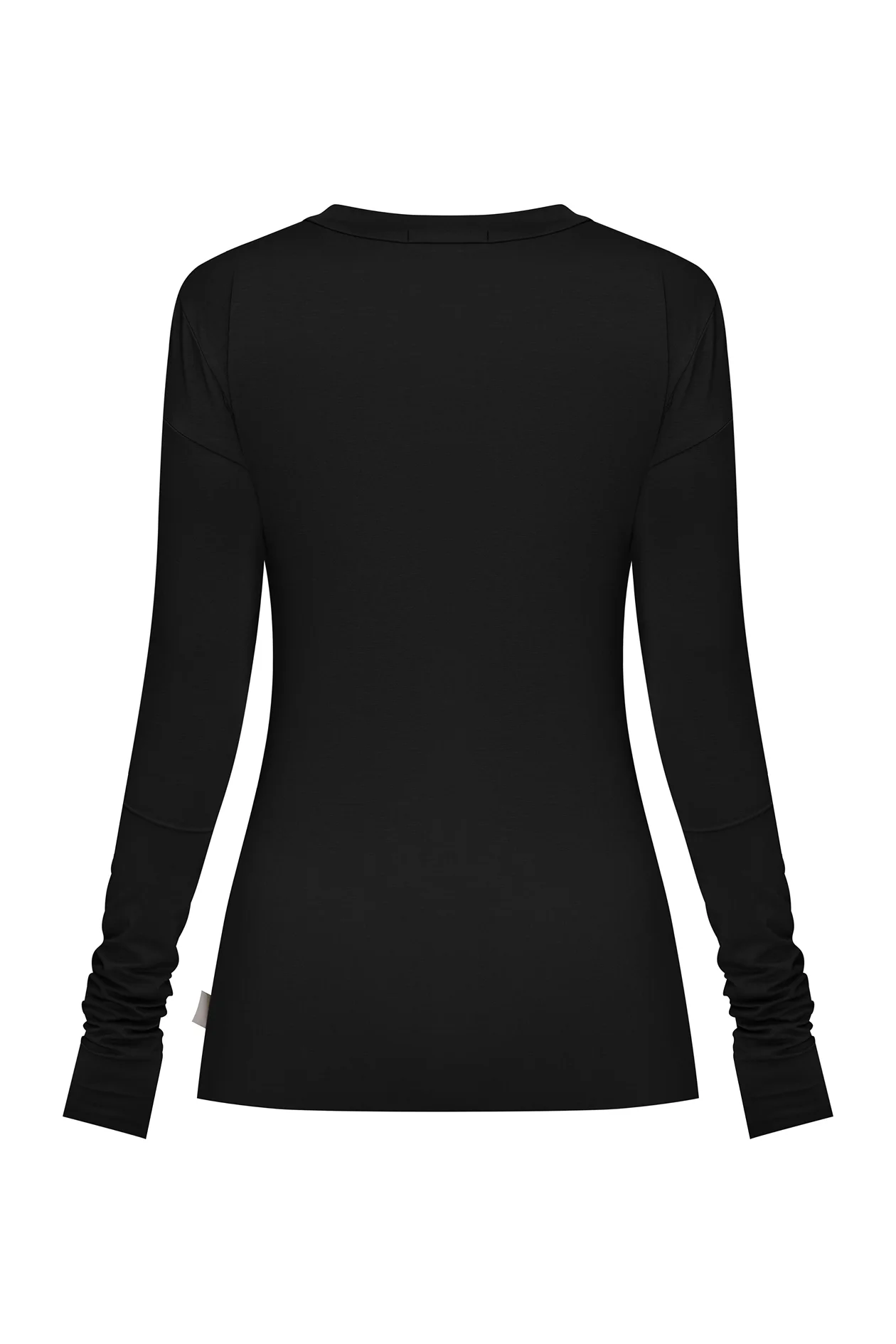 Silky Long-Sleeve Top Black