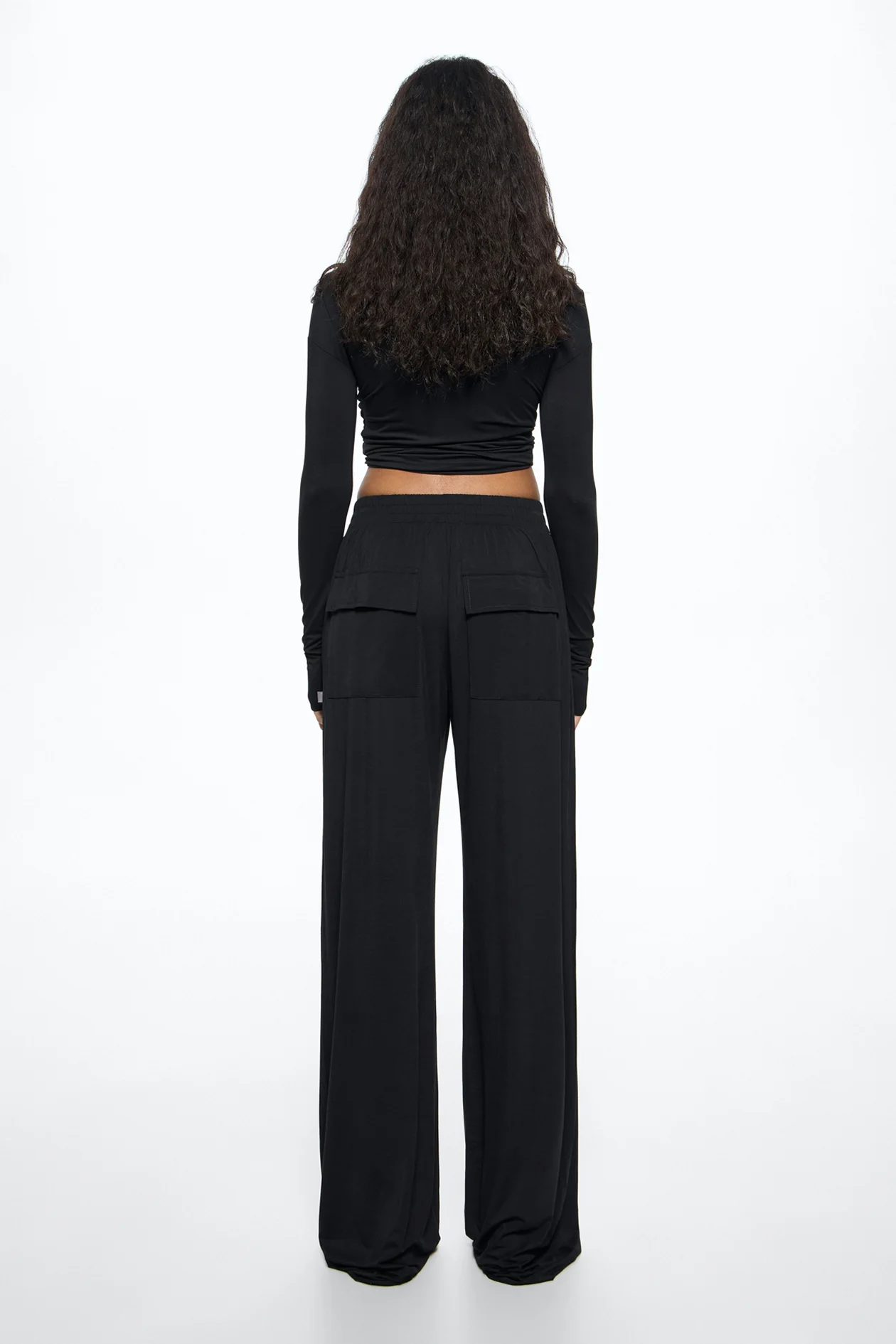Silky Long-Sleeve Top Black