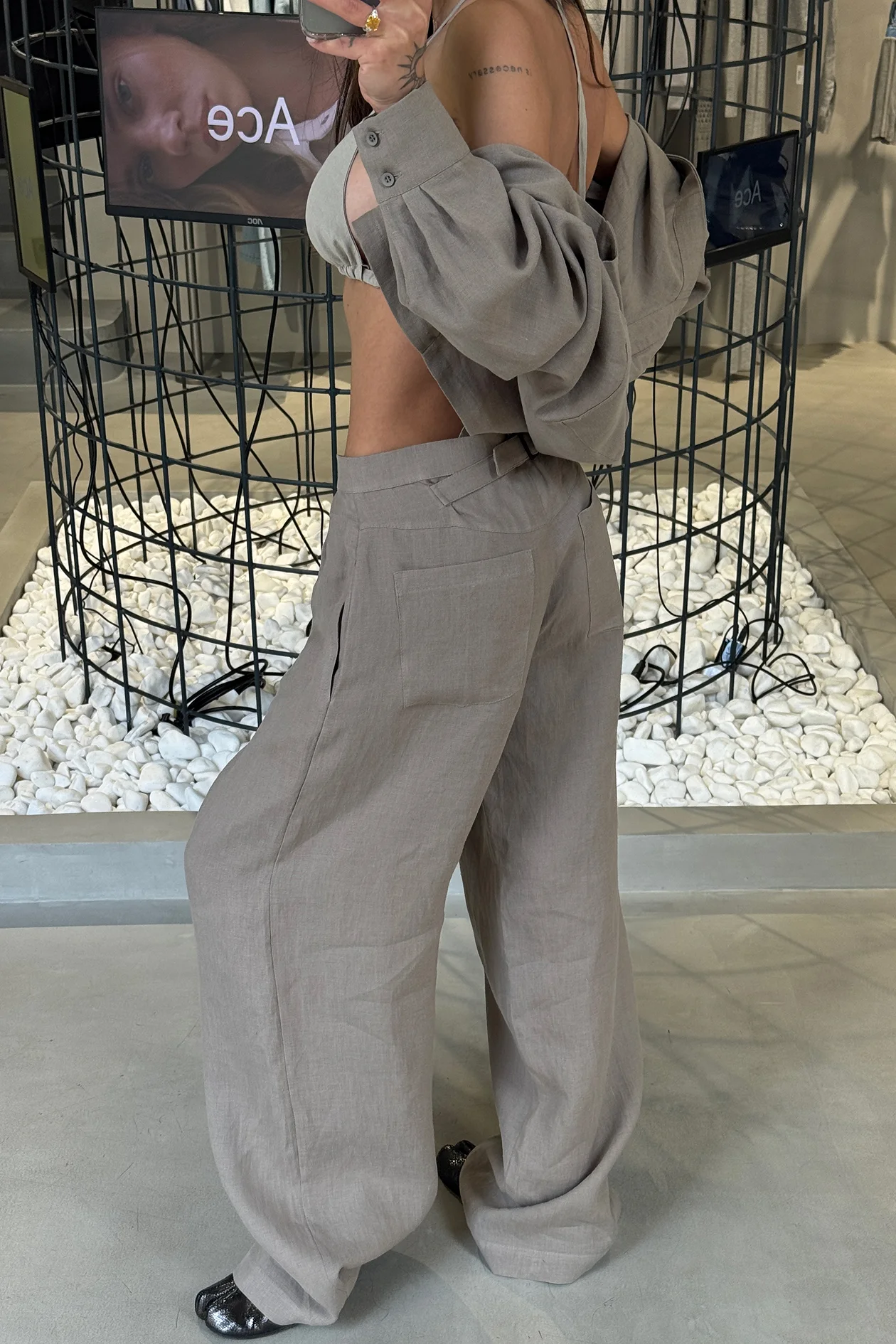 Jardin de Hemp Cropped Shirt Gray