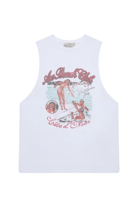 Logo Print Cote Dazur Tank Top White