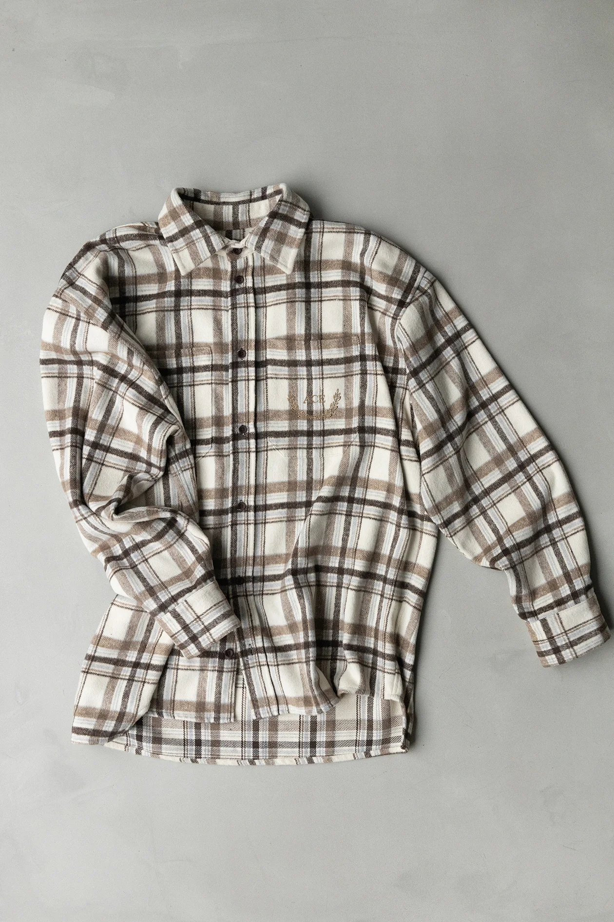 Oversized Plaid Shirt Brown