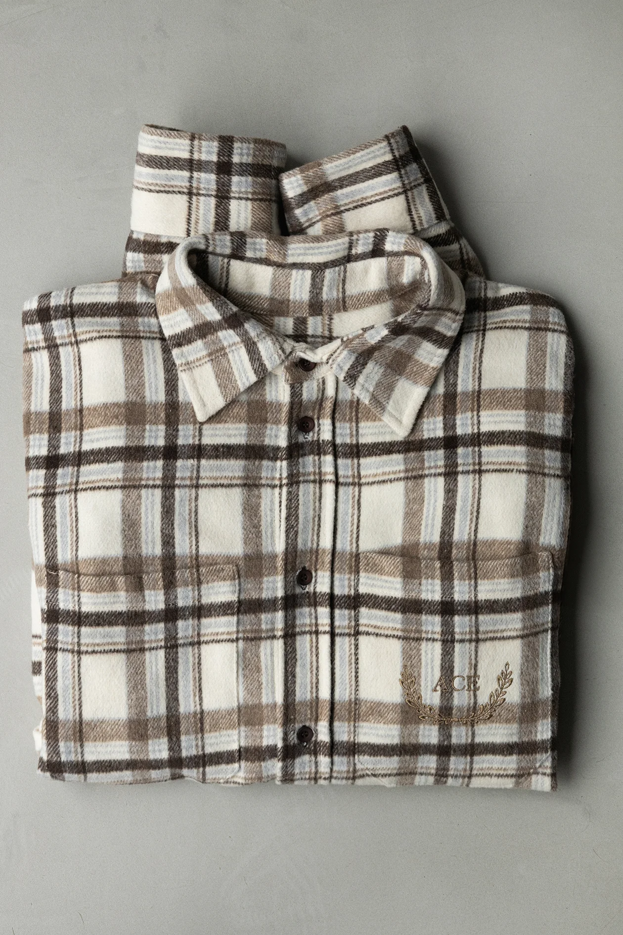 Oversized Plaid Shirt Brown