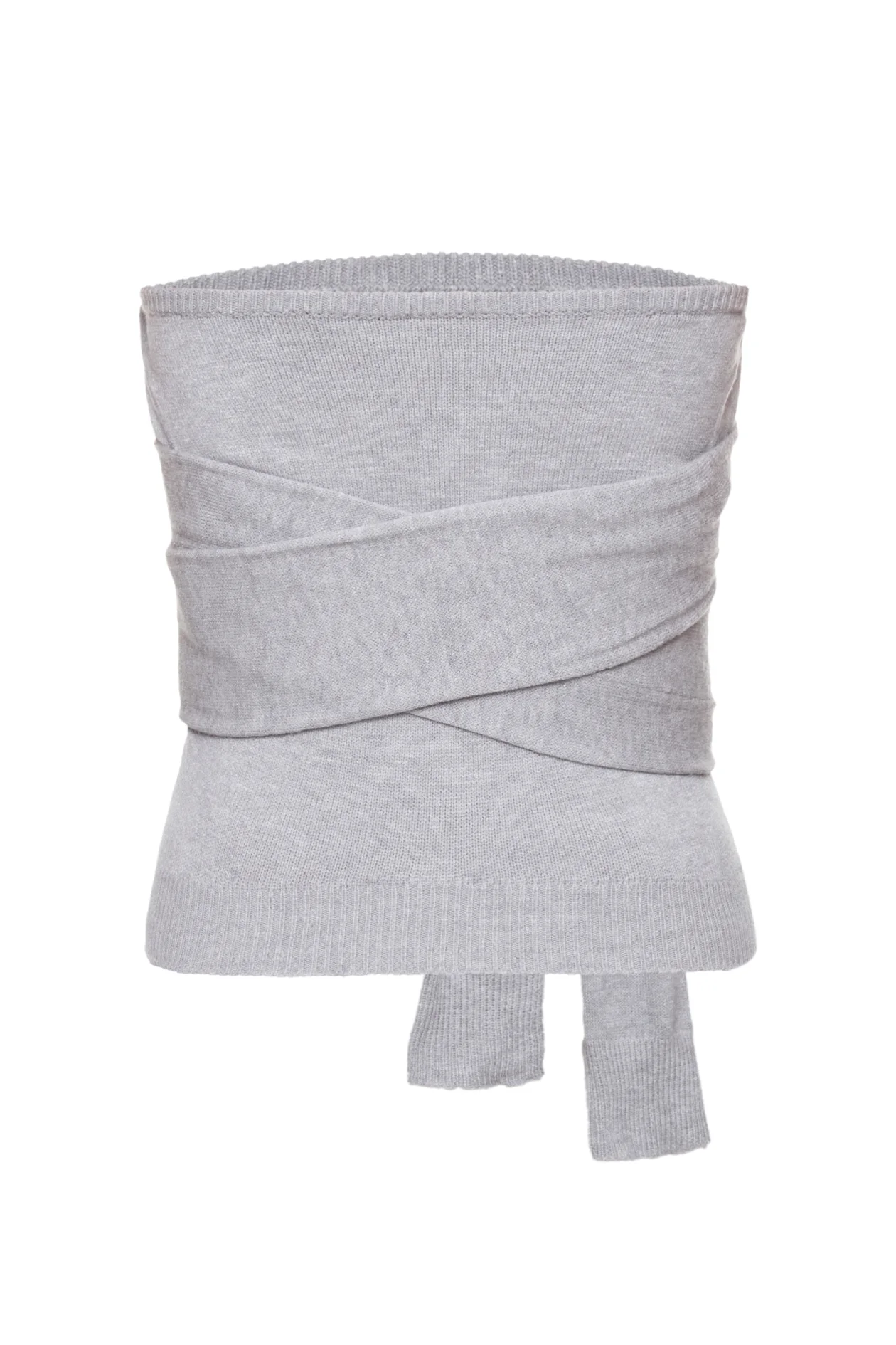Corset Knit Tie Top Gray