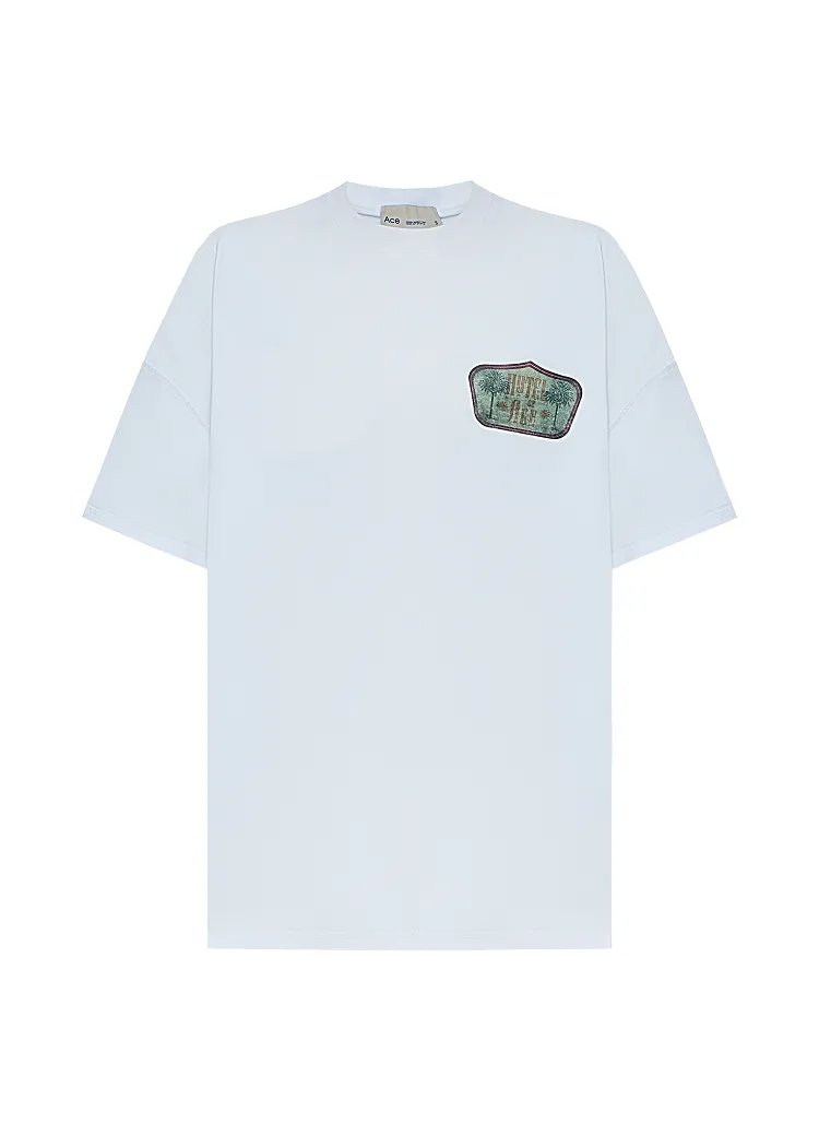 White t-shirt green logo Hotel