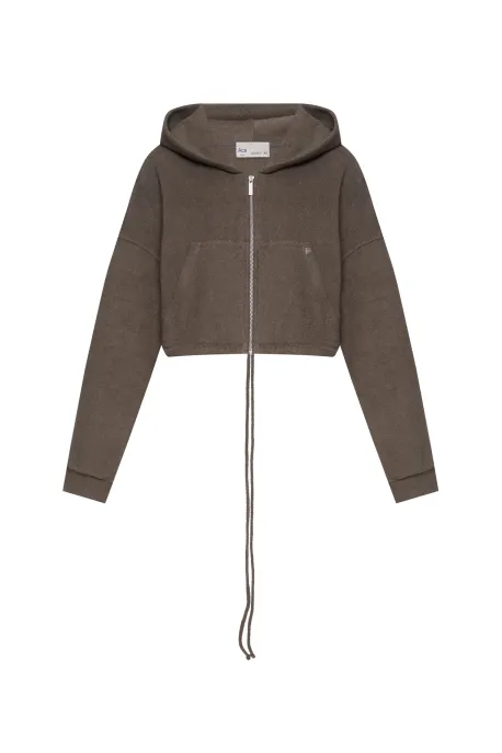 After Spa Cropped Hoodie Khaki