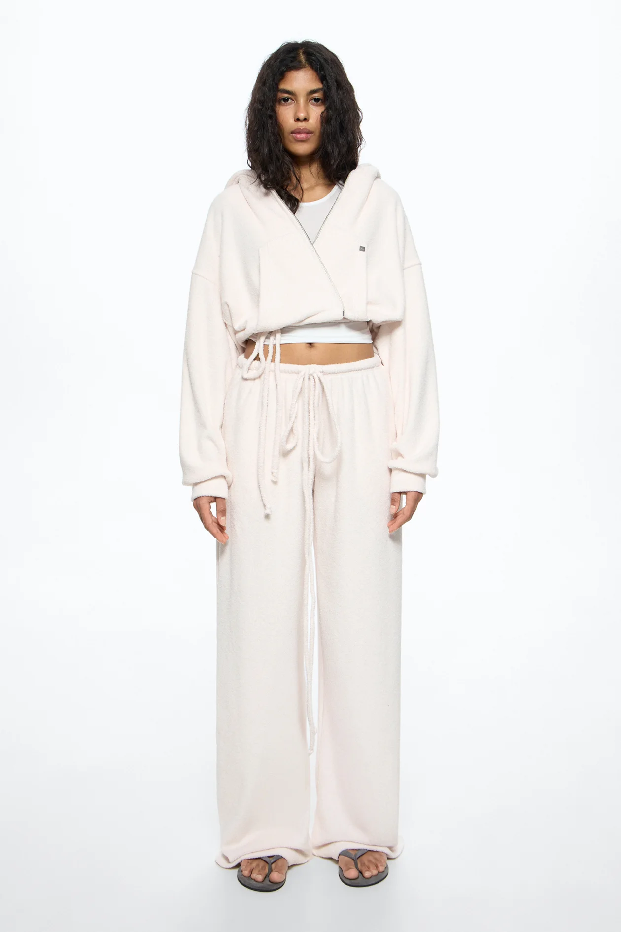 After Spa Brink Cropped Hoodie Pink