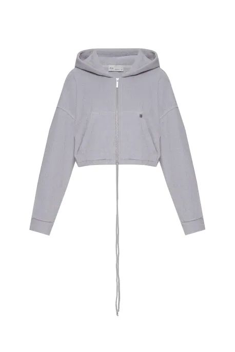After Spa Cropped Hoodie Gray