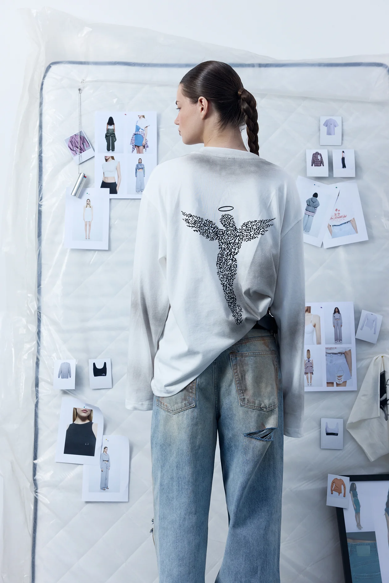 Angel Oversized Long-Sleeve Tee White