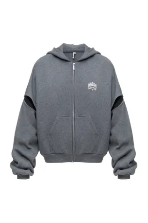Cut Out Zip Hoodie Graphite