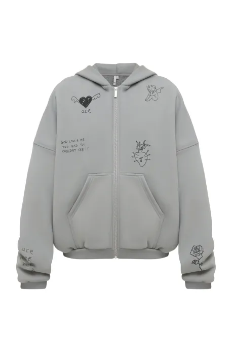Blessed Volcanic Oversized Hoodie Gray