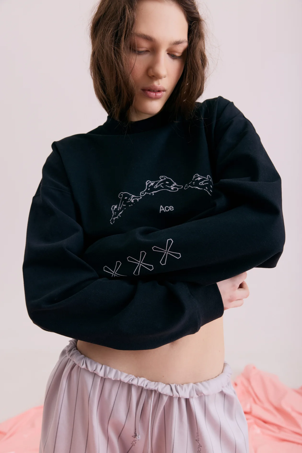 Ace Running Bunnies Long-Sleeve Top Black