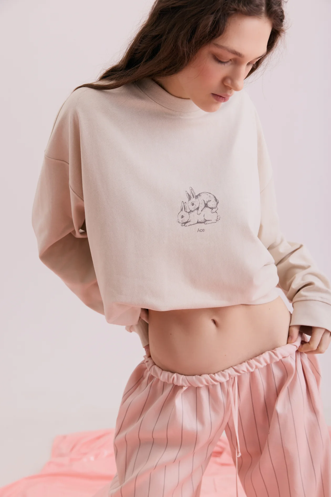 Ace Bunny Long-Sleeve Top Beige