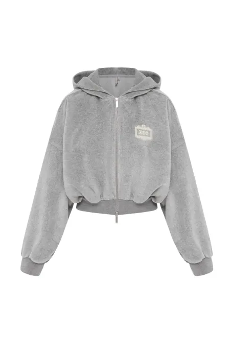 Velour Forbidden Relics Hoodie Gray