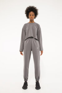 Oversized long sleeve top with raw edges, Graphite